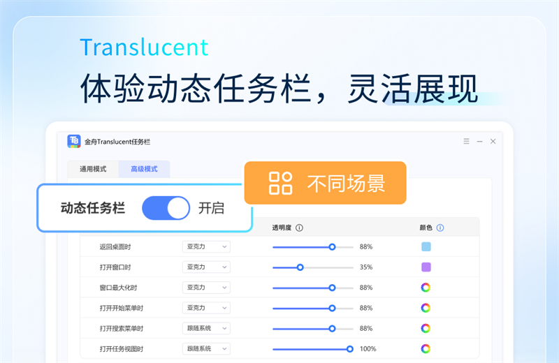 金舟Translucent透明任务栏截图2