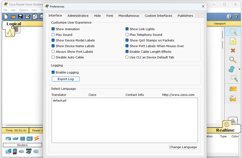 Cisco Packet Tracer截图1